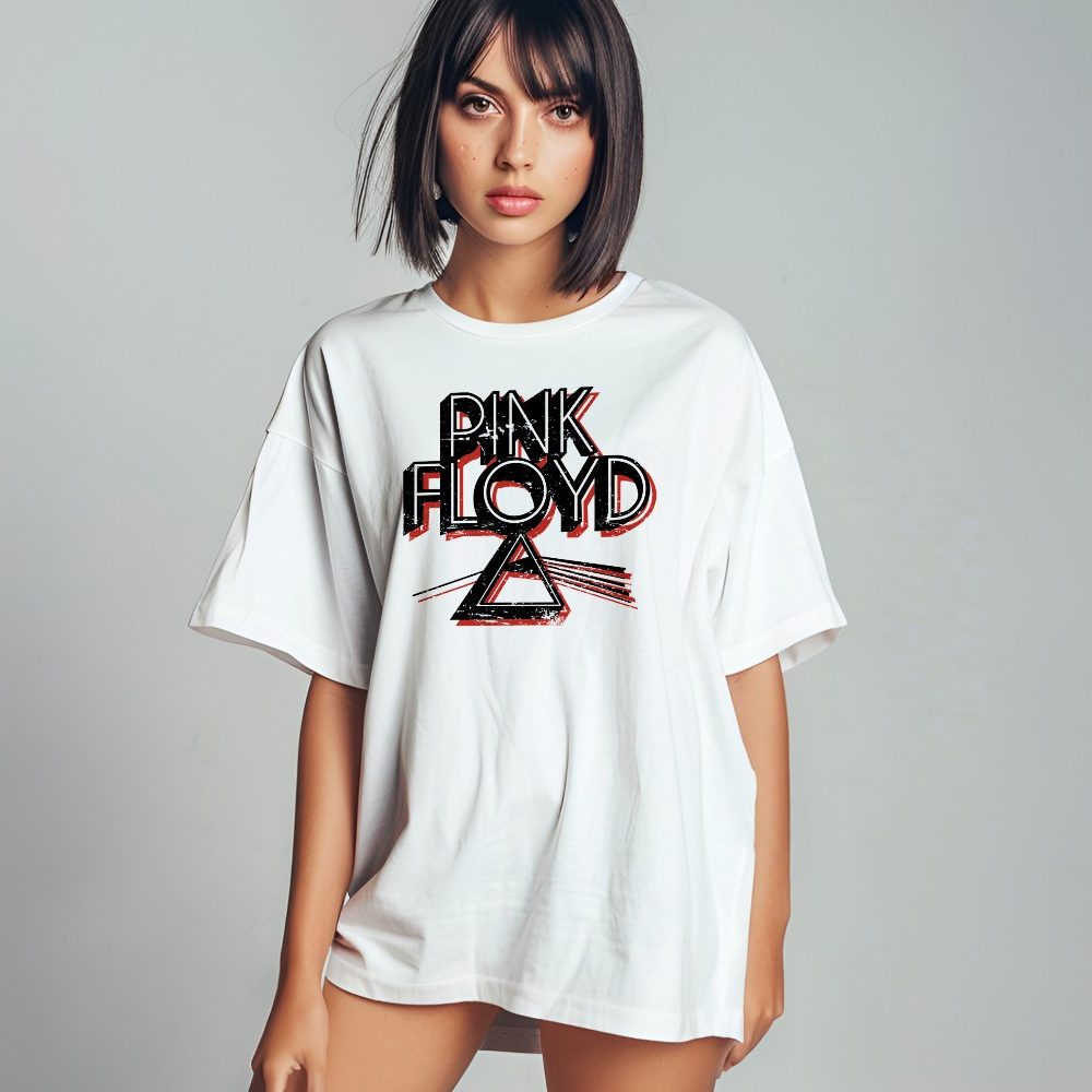 T-shirt oversize coton bio Femme Pink Floyd avec un design de Pink Floyd Triangle noir
