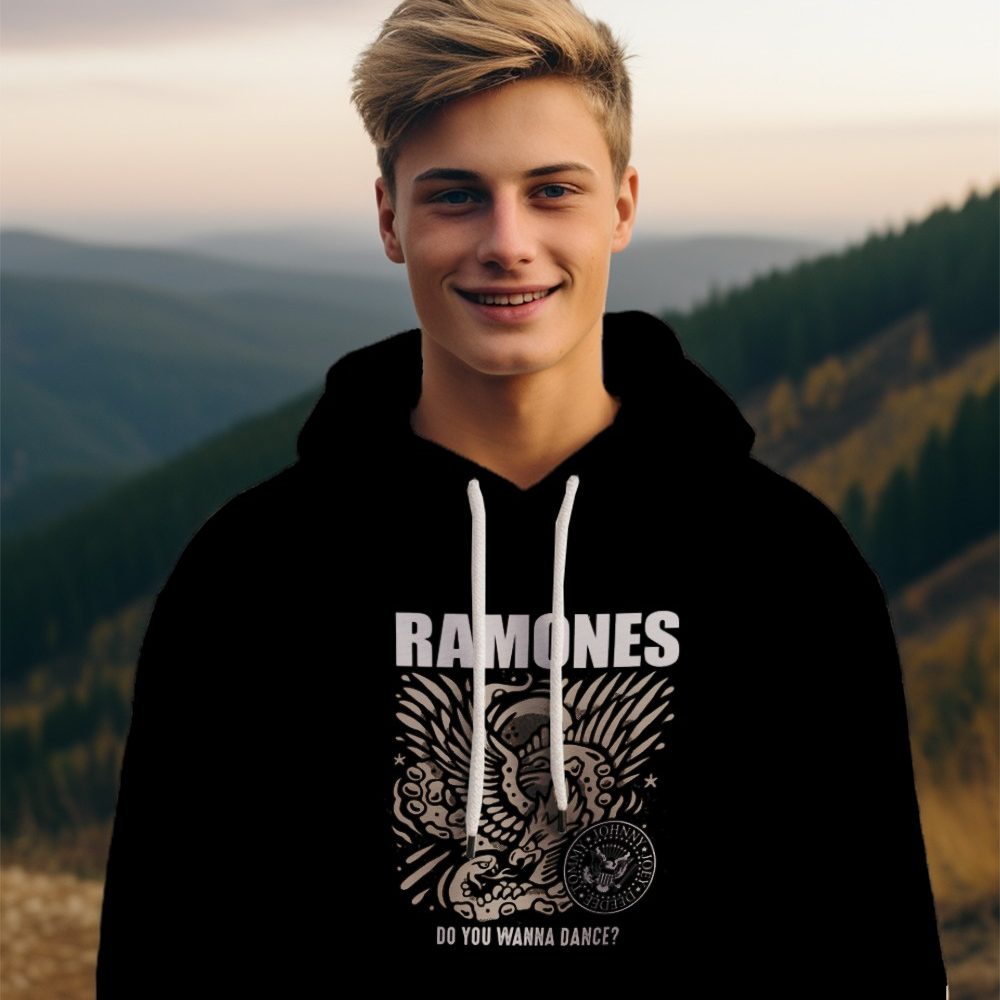 Sweat-shirt à capuche homme Ramones avec un design de Ramones Do You Wanna Dance?