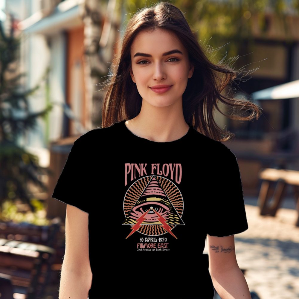 T-shirt femme Pink Floyd avec un design de Pink Floyd Fillmore East blanc