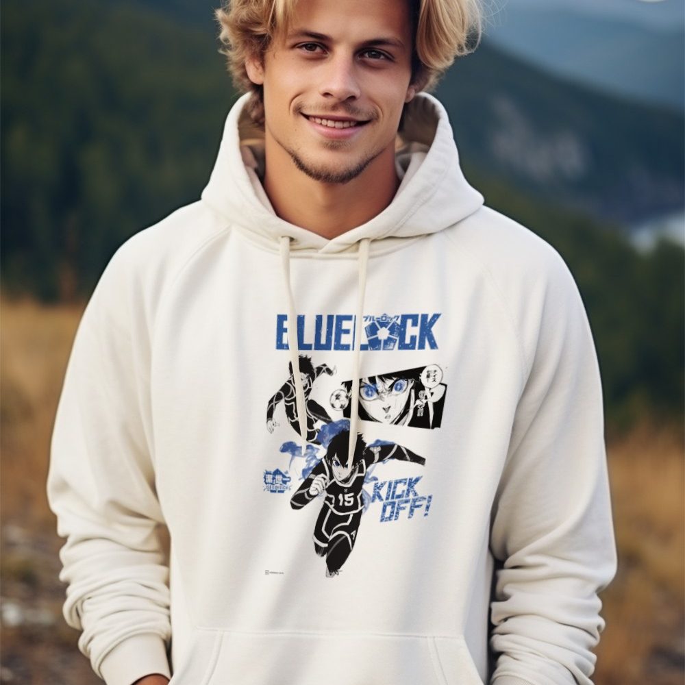 Sweat-shirt à capuche Homme Bluelock avec un design de Bluelock Kick Off bleu