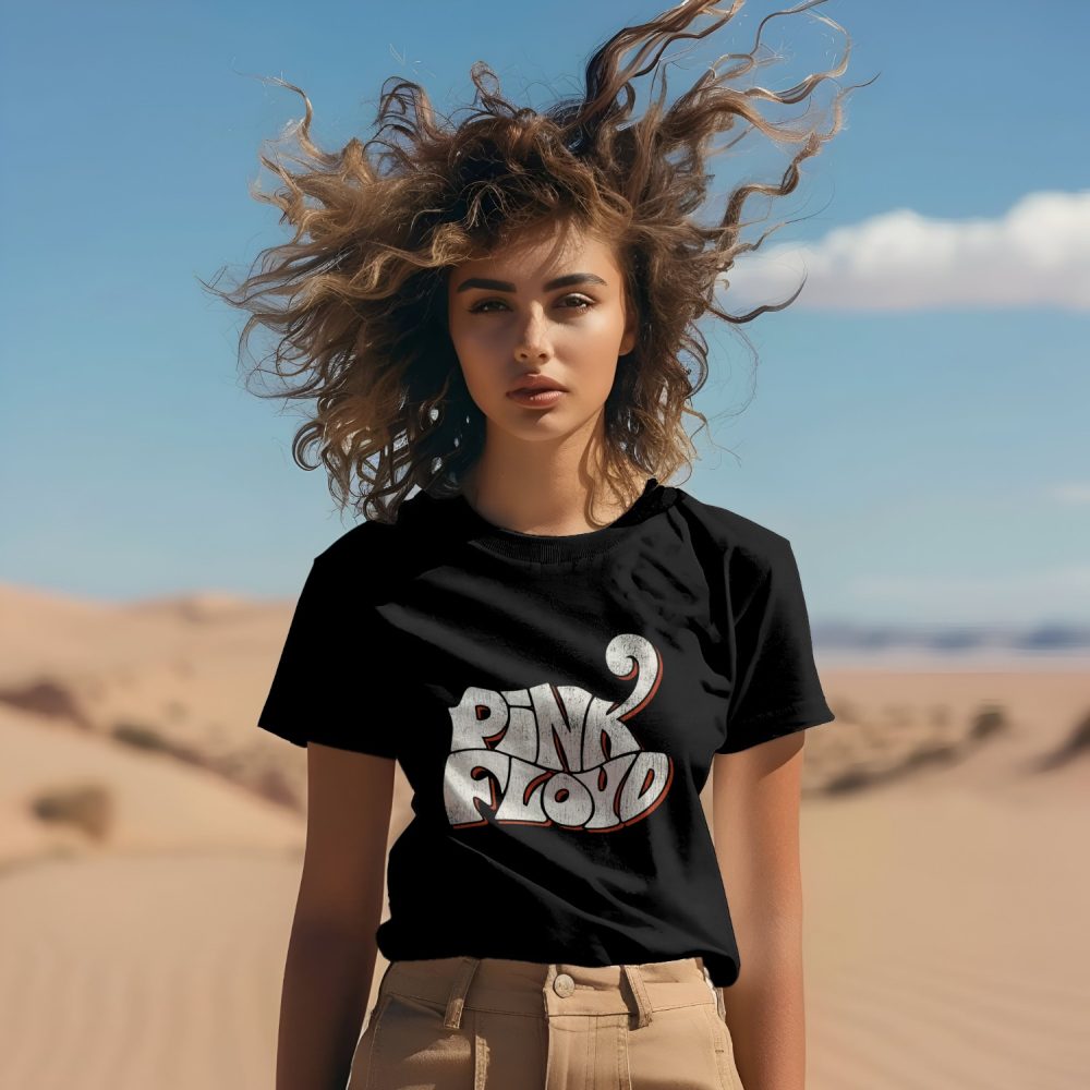 T-shirt Femme Pink Floyd avec un design de Pink Floyd Wavy Used blanc rouge