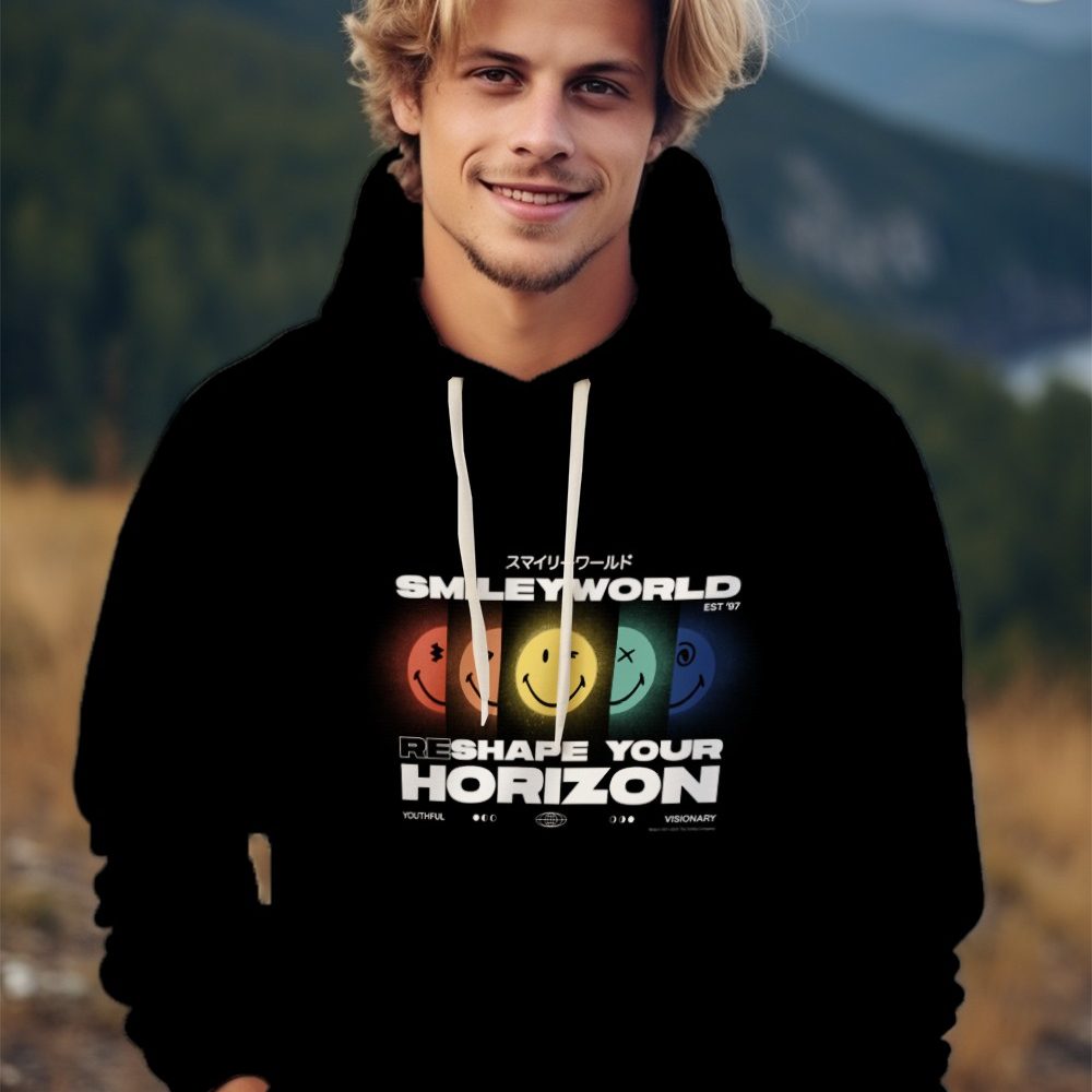 Sweat-shirt à capuche Homme Smiley World avec un design de Smiley World Reshape Your Horizon blanc