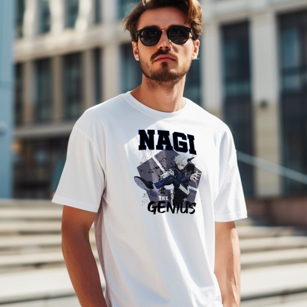 T-shirt Homme Bluelock avec un design de Bluelock Nagi The Genuis noir