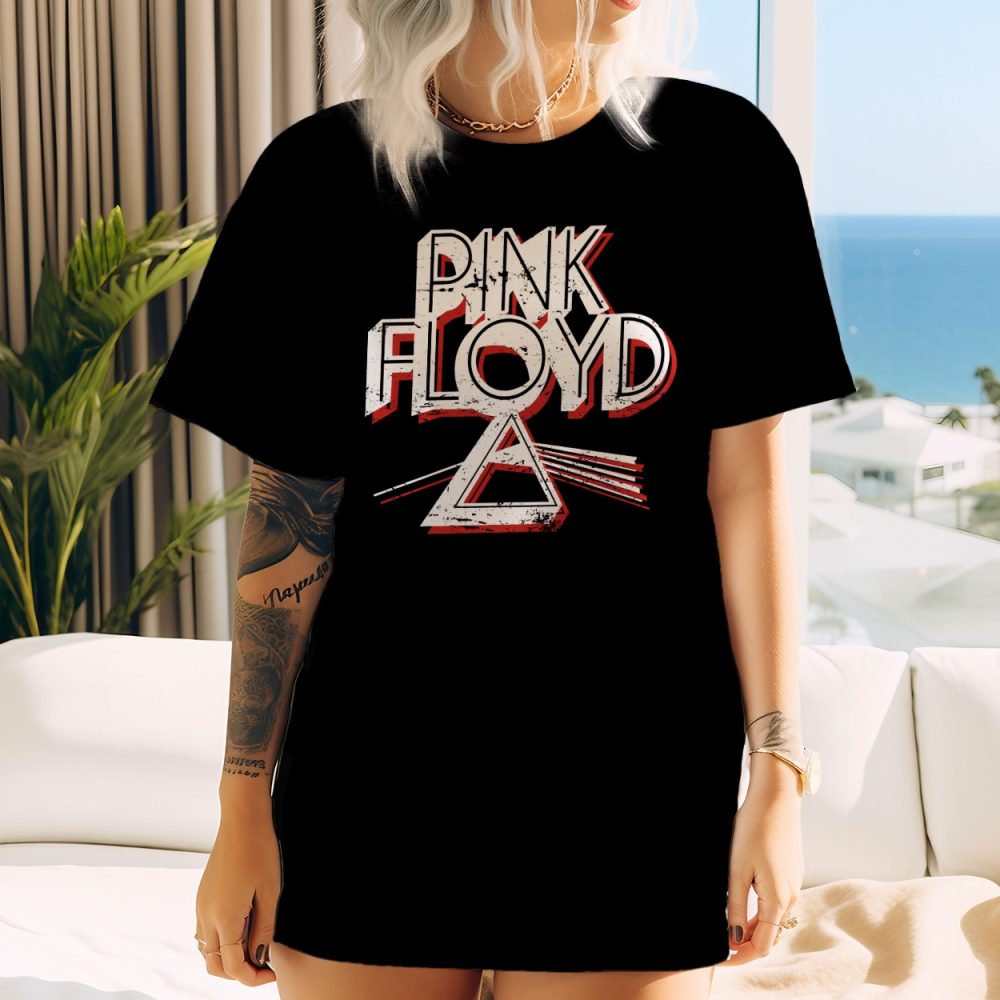 T-shirt oversize coton bio Femme Pink Floyd avec un design de Pink Floyd Triangle blanc