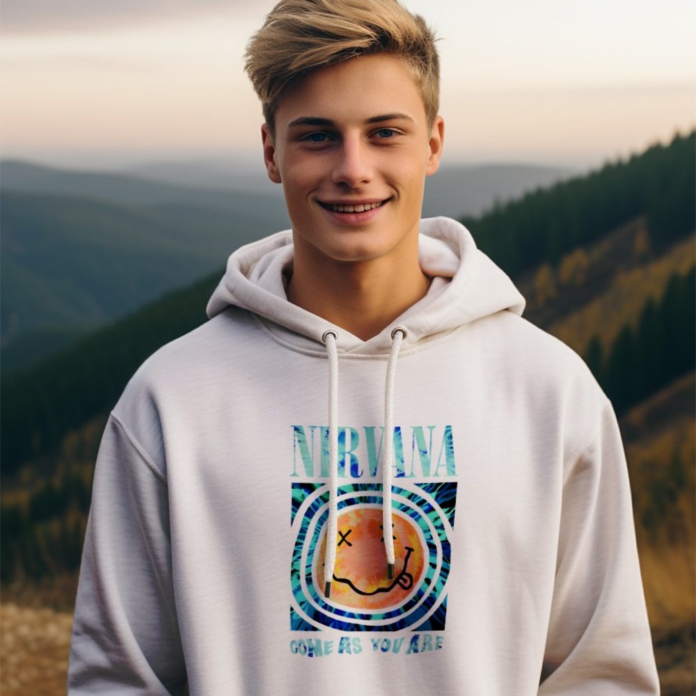 Sweat-shirt à capuche Homme Nirvana avec un design de Nirvana Come As You Are bleu
