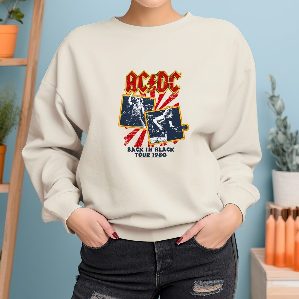 Sweat oversize coton bio femme ACDC avec un design de ACDC Back in Black