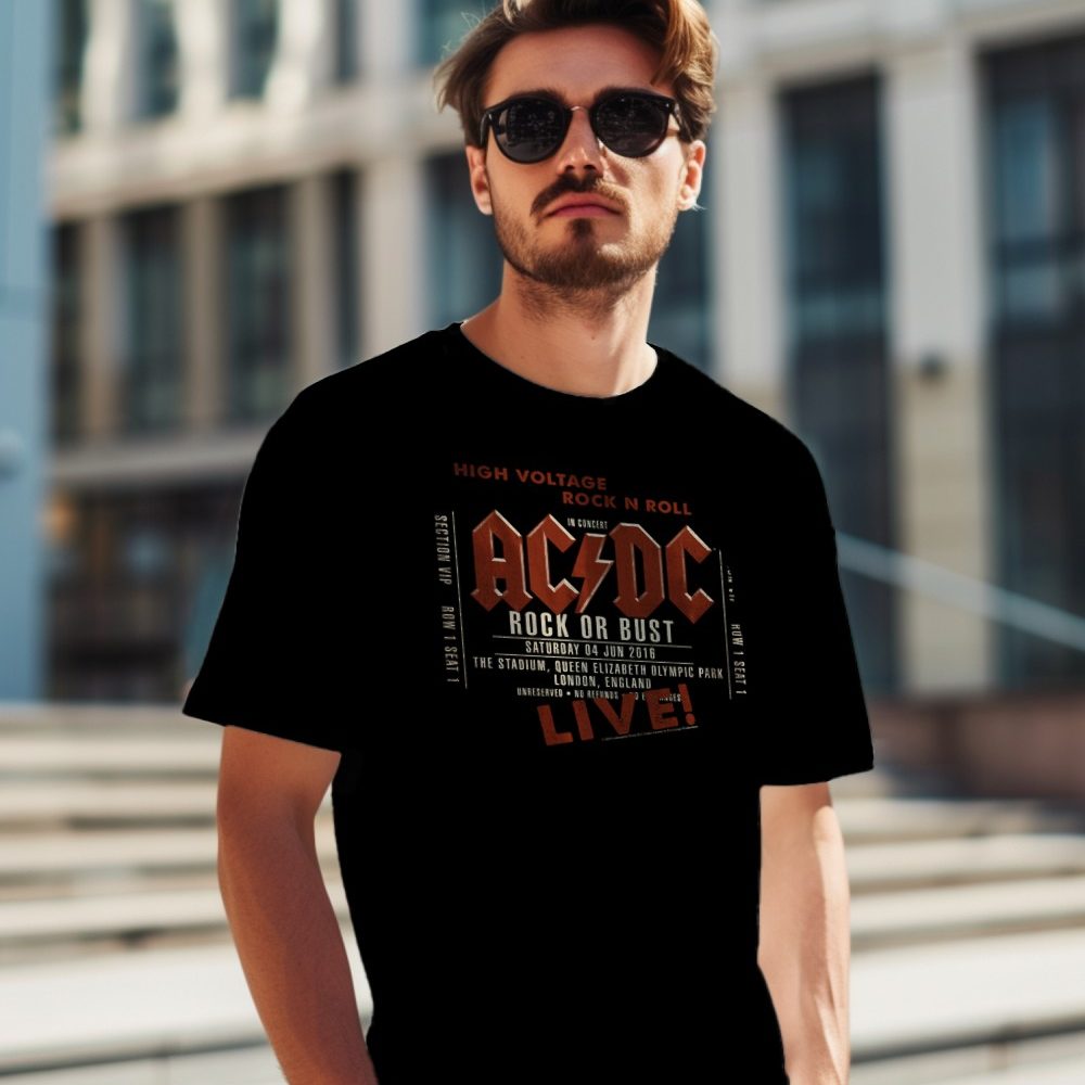 T-shirt Homme ACDC avec un design de ACDC High Voltage Rock N Roll