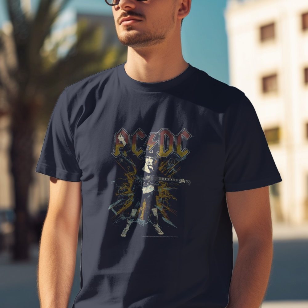 T-shirt homme ACDC avec un design de ACDC Rock clair