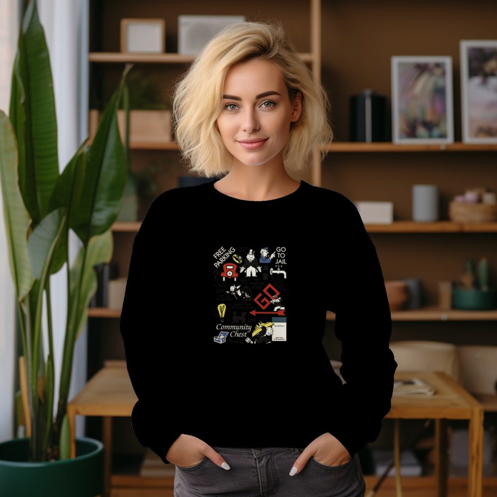 Sweat oversize coton bio Femme Miskoh Monopoly avec un design de Monopoly Cases De Jeu