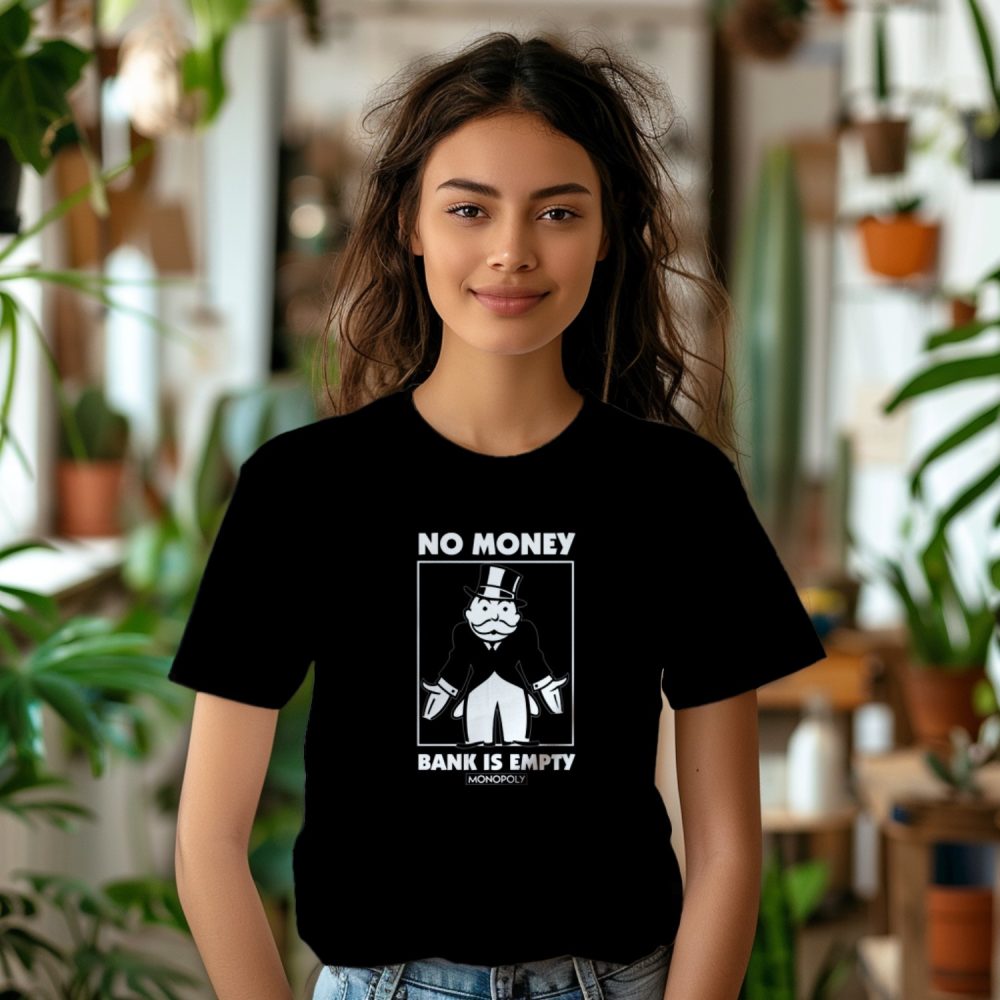 T-shirt Femme Monopoly avec un design de Monopoly No Money blanc