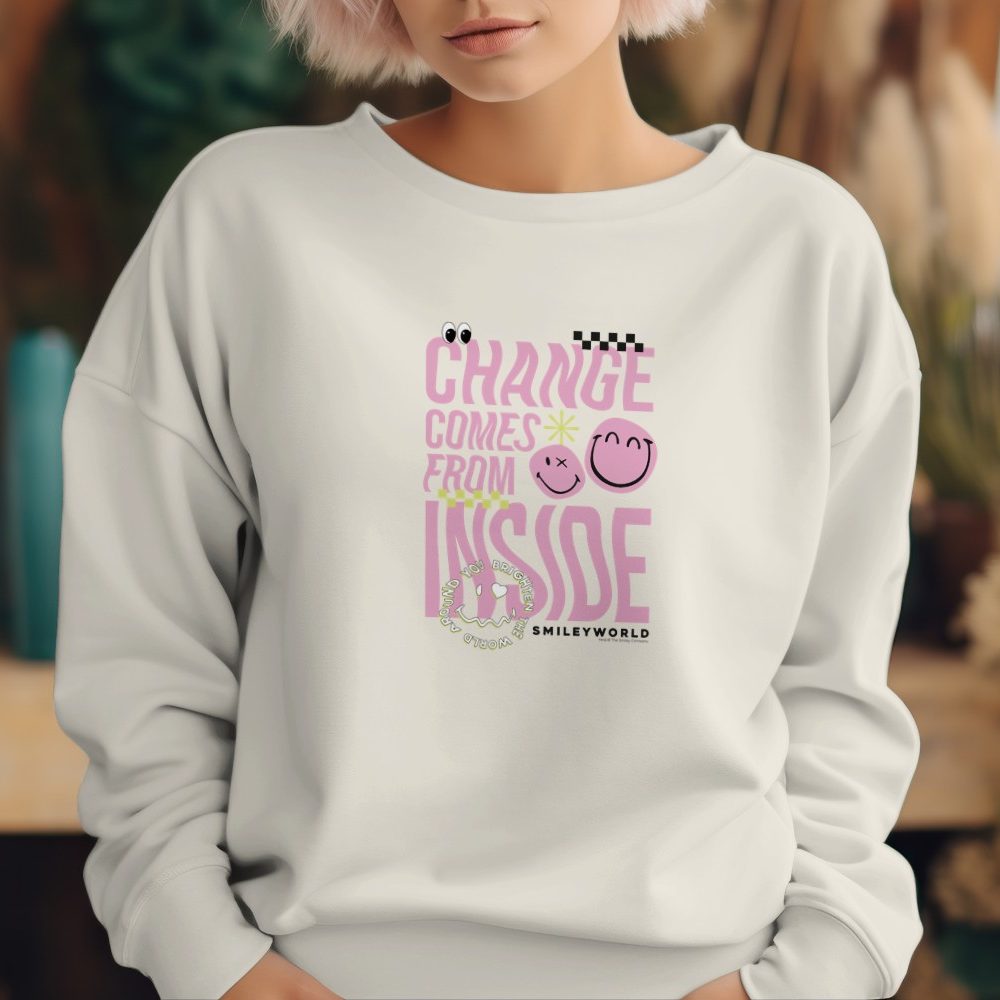 Sweat oversize coton bio Femme Smiley World avec un design de Smiley World Chance Comes From Inside noir