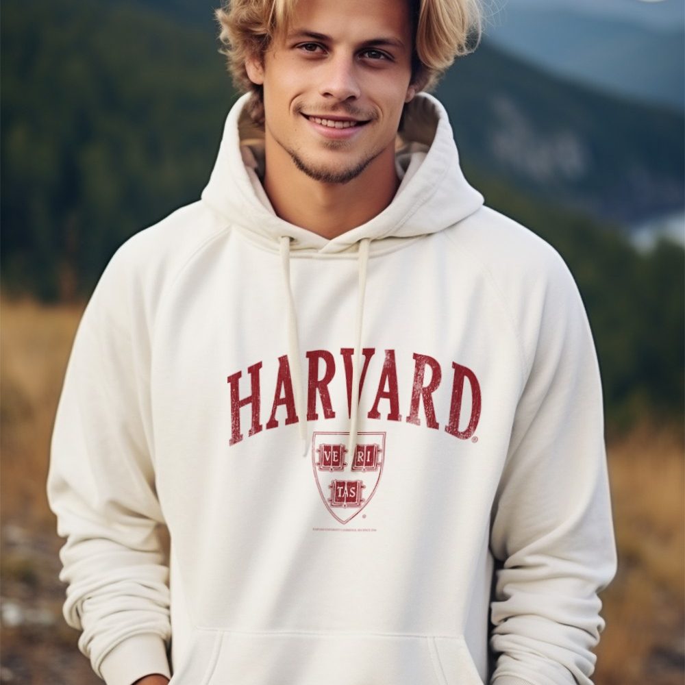 Sweat-shirt à capuche Homme Harvard avec un design de Harvard Arc Écusson Used rouge