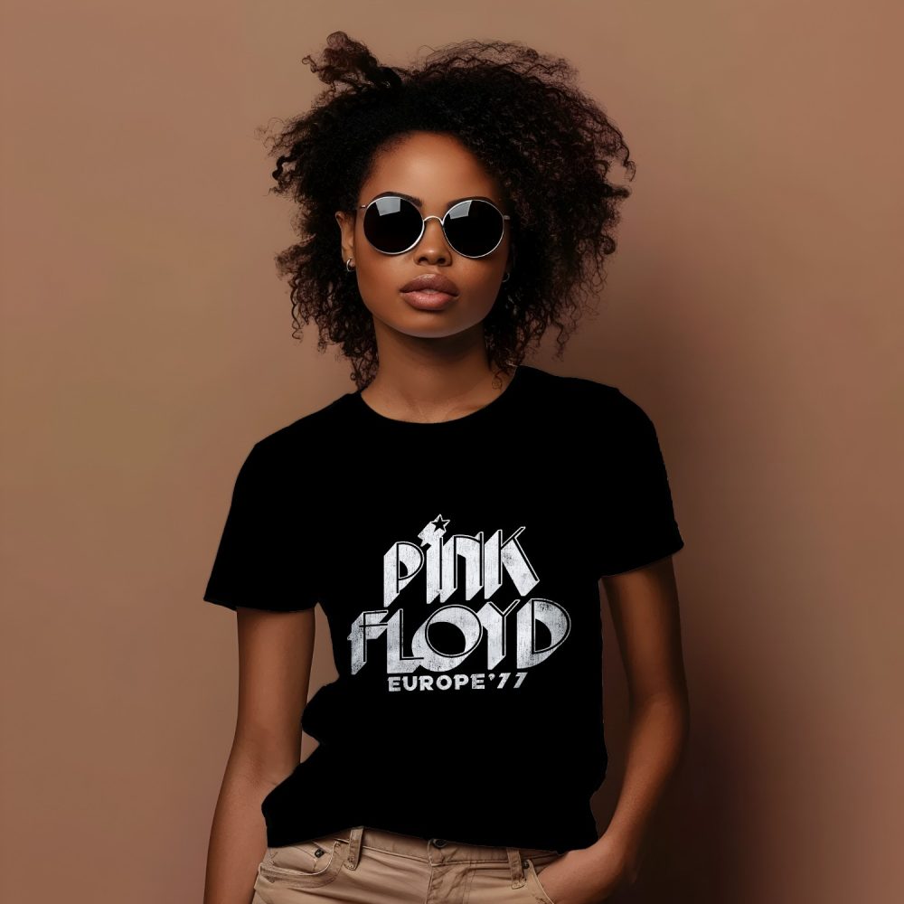 T-shirt Femme Pink Floyd avec un design de Pink Floyd Europe 77 blanc