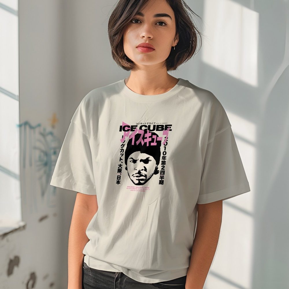 T-shirt oversize coton bio femme Ice Cube avec un design de Ice Cube Live Japan