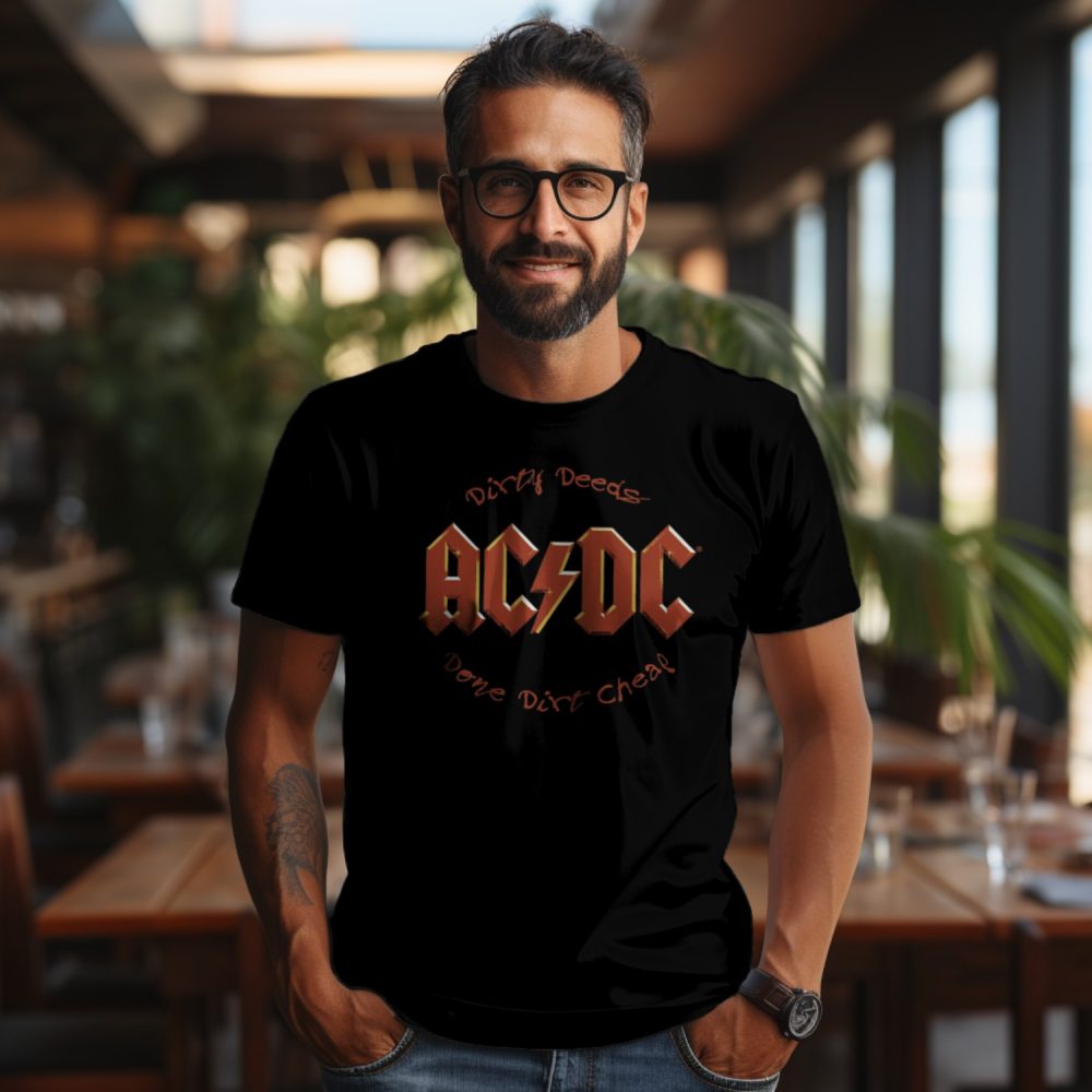T-shirt Homme ACDC avec un design de ACDC Dirty Deeds Done Dirt Cheap