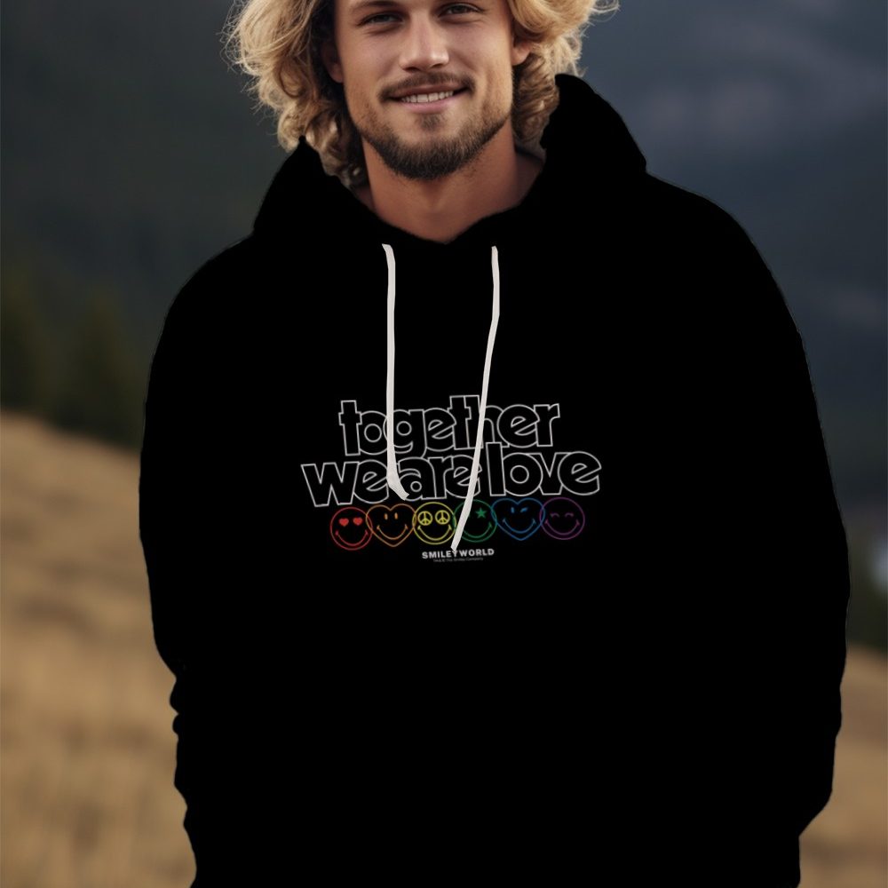 Sweat-shirt à capuche homme Smiley World avec un design de Smiley World Together We Are Love blanc