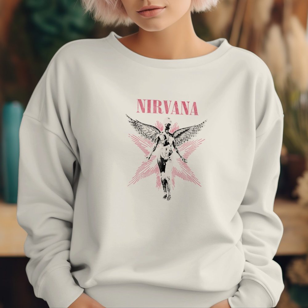 Sweat oversize coton bio Femme Nirvana avec un design de Nirvana In Utero rouge