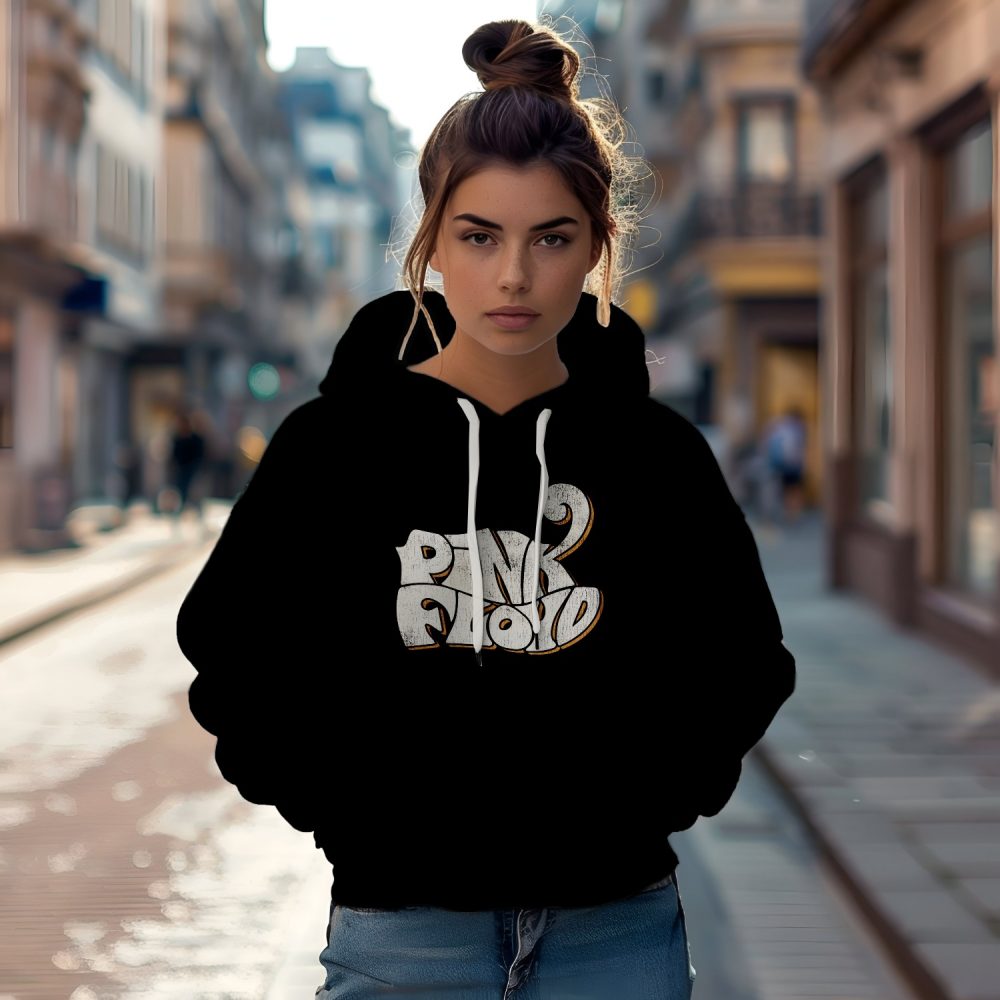 Sweat-shirt à capuche Femme Pink Floyd avec un design de Pink Floyd Wavy Used blanc jaune