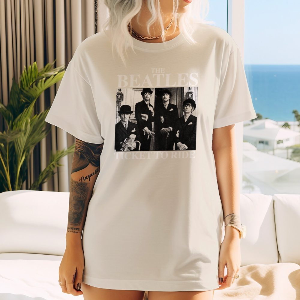 T-shirt bio oversize Femme The Beatles avec un design de The Beatles Ticket To Ride blanc