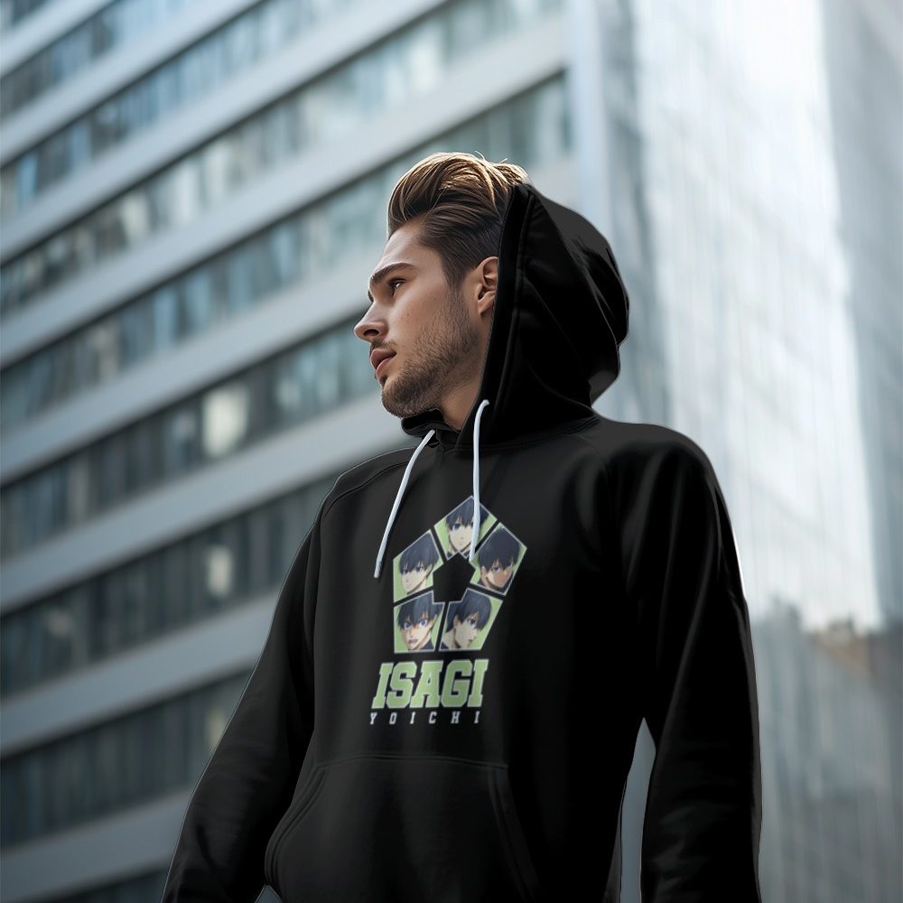 Sweat-shirt à capuche Homme Bluelock avec un design de Bluelock Isagi Yoichi blanc