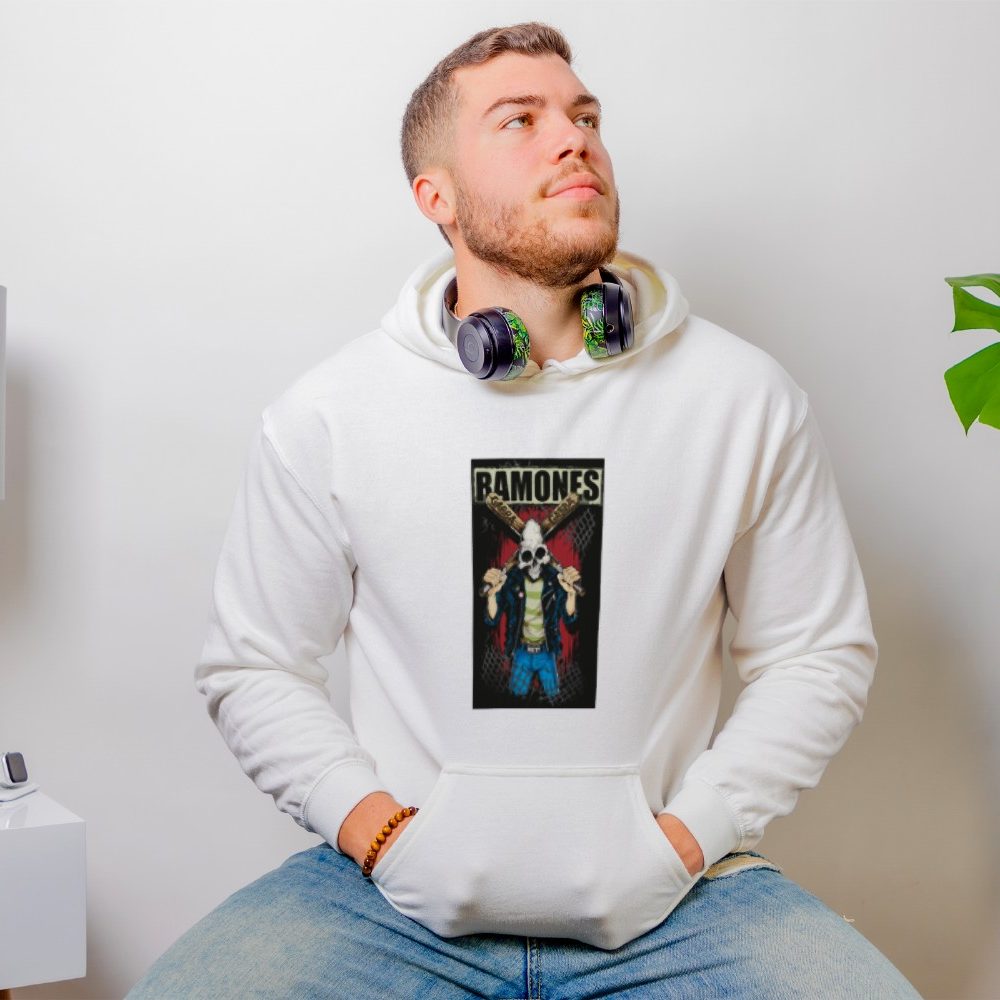 Sweat-shirt à capuche Homme Ramones avec un design de Ramones Squelette Gabba Gabba