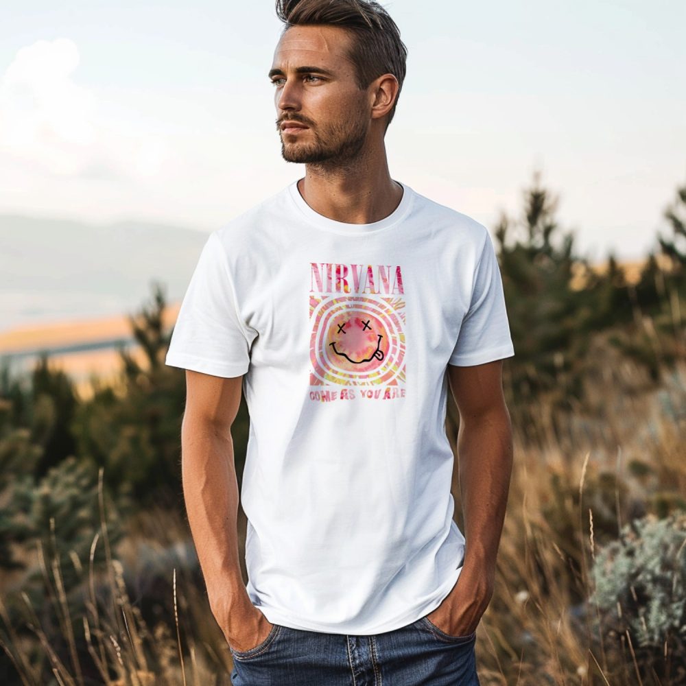 T-shirt homme Nirvana avec un design de Nirvana Come As You Are rose