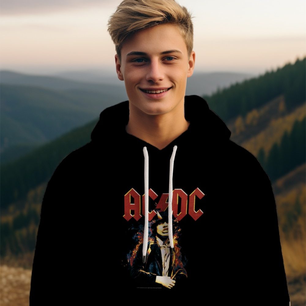 Sweat-shirt à capuche Homme ACDC avec un design de ACDC Flamme clair