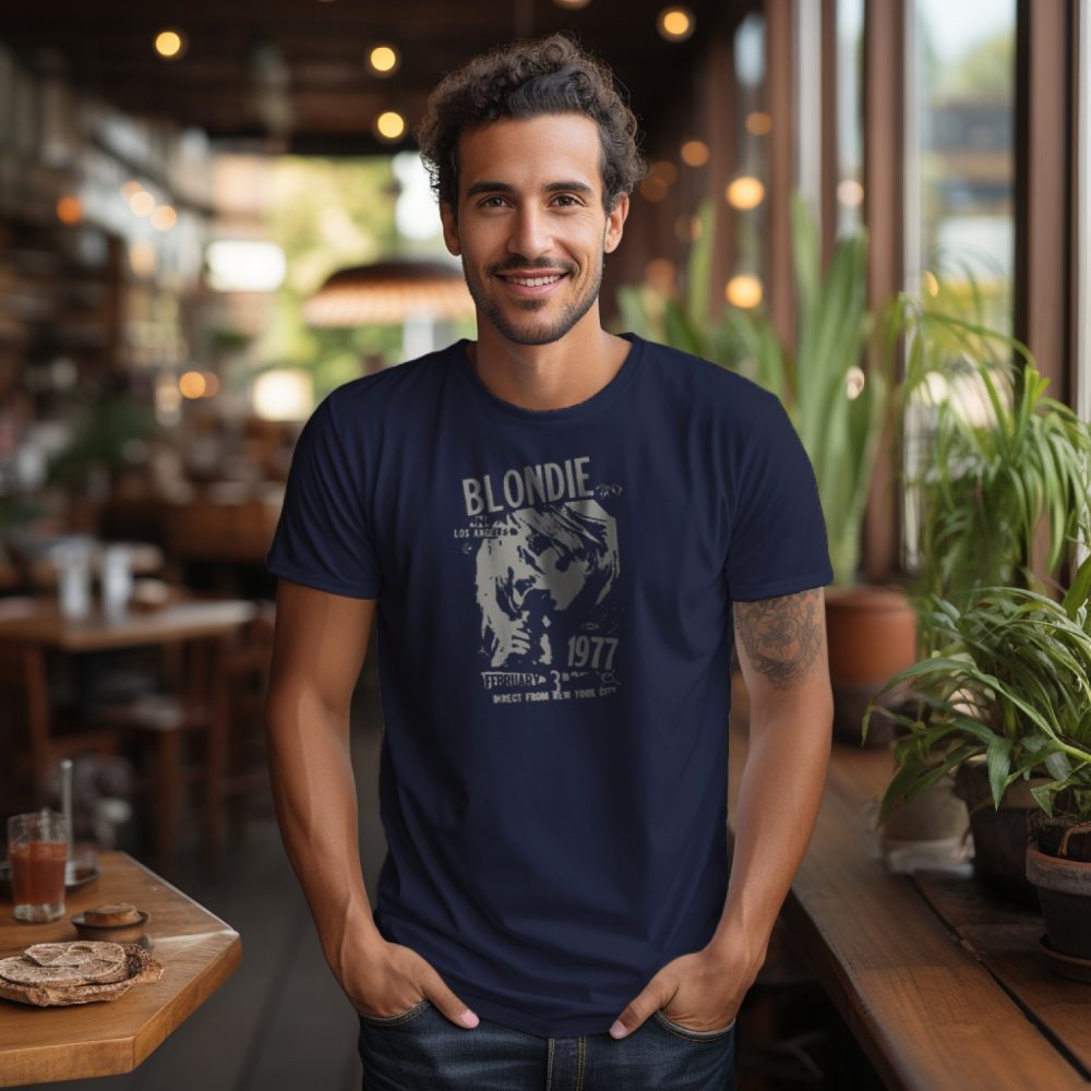 T-shirt Homme Blondie avec un design de Blondie 1977 gris
