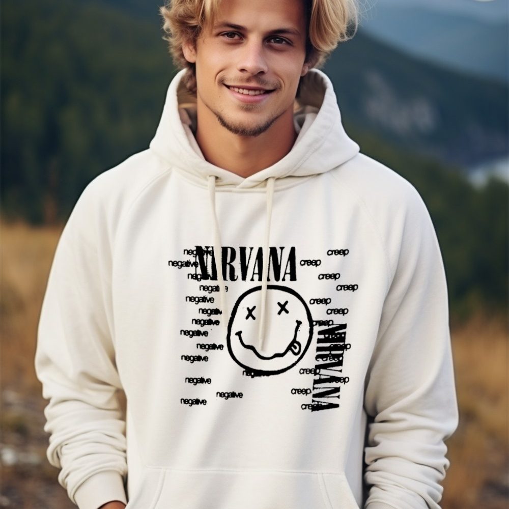 Sweat-shirt à capuche Homme Nirvana avec un design de Nirvana Negative Creep noir