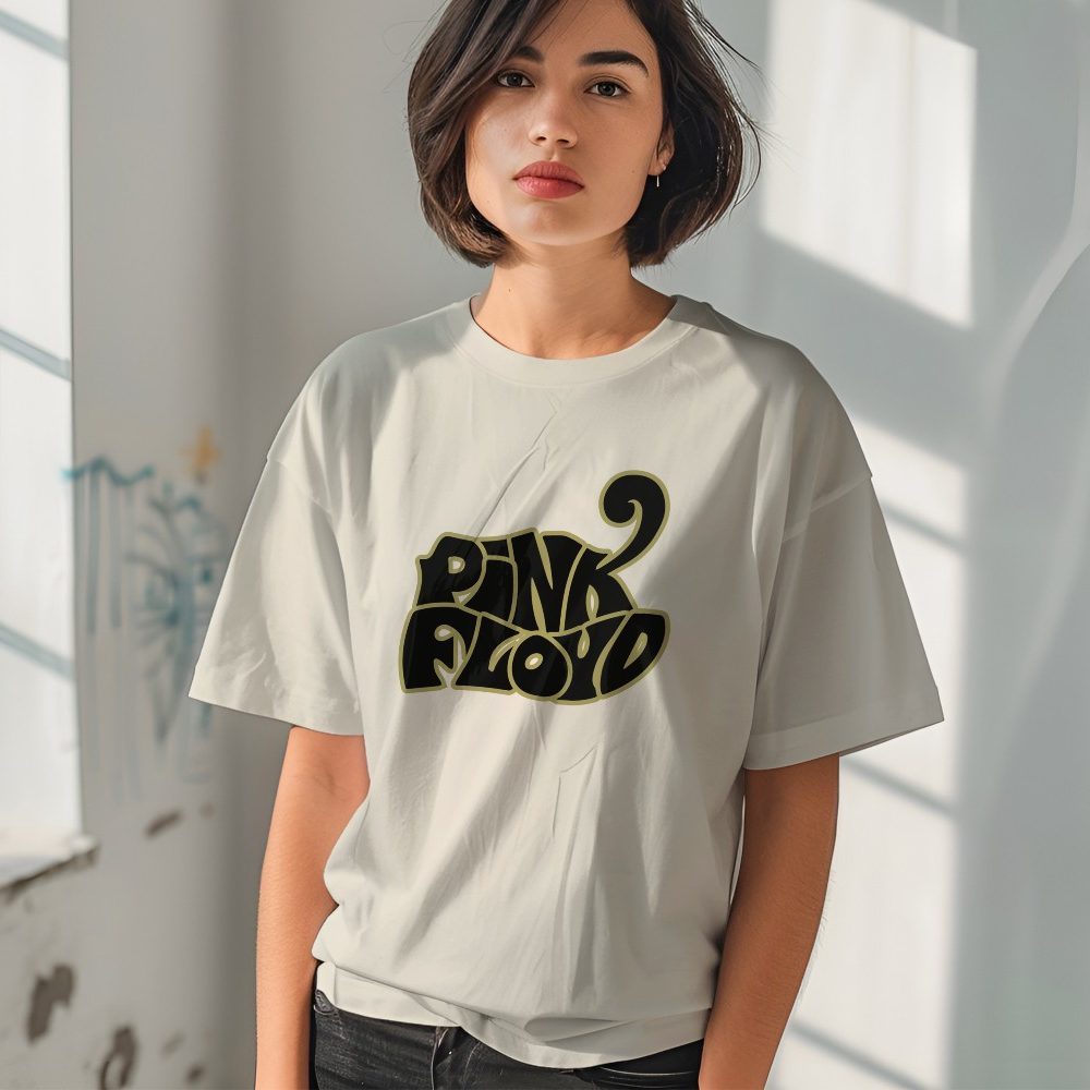 T-shirt oversize coton bio femme Pink Floyd avec un design de Pink Floyd Wavy noir
