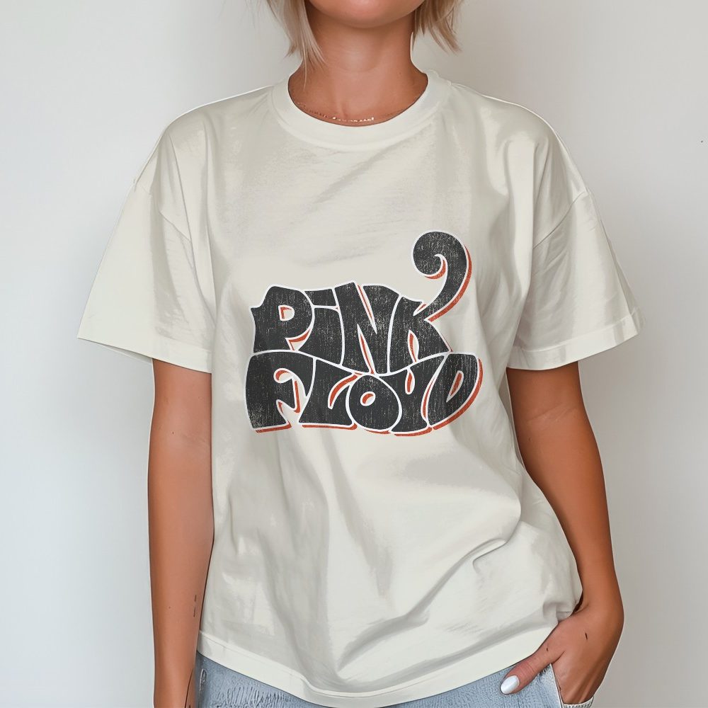 T-shirt oversize coton bio femme Pink Floyd avec un design de Pink Floyd Wavy Used noir