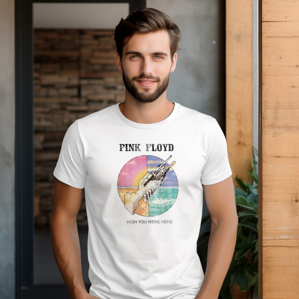 T-shirt homme Pink Floyd avec un design de Pink Floyd Wish You Were Here couleurs