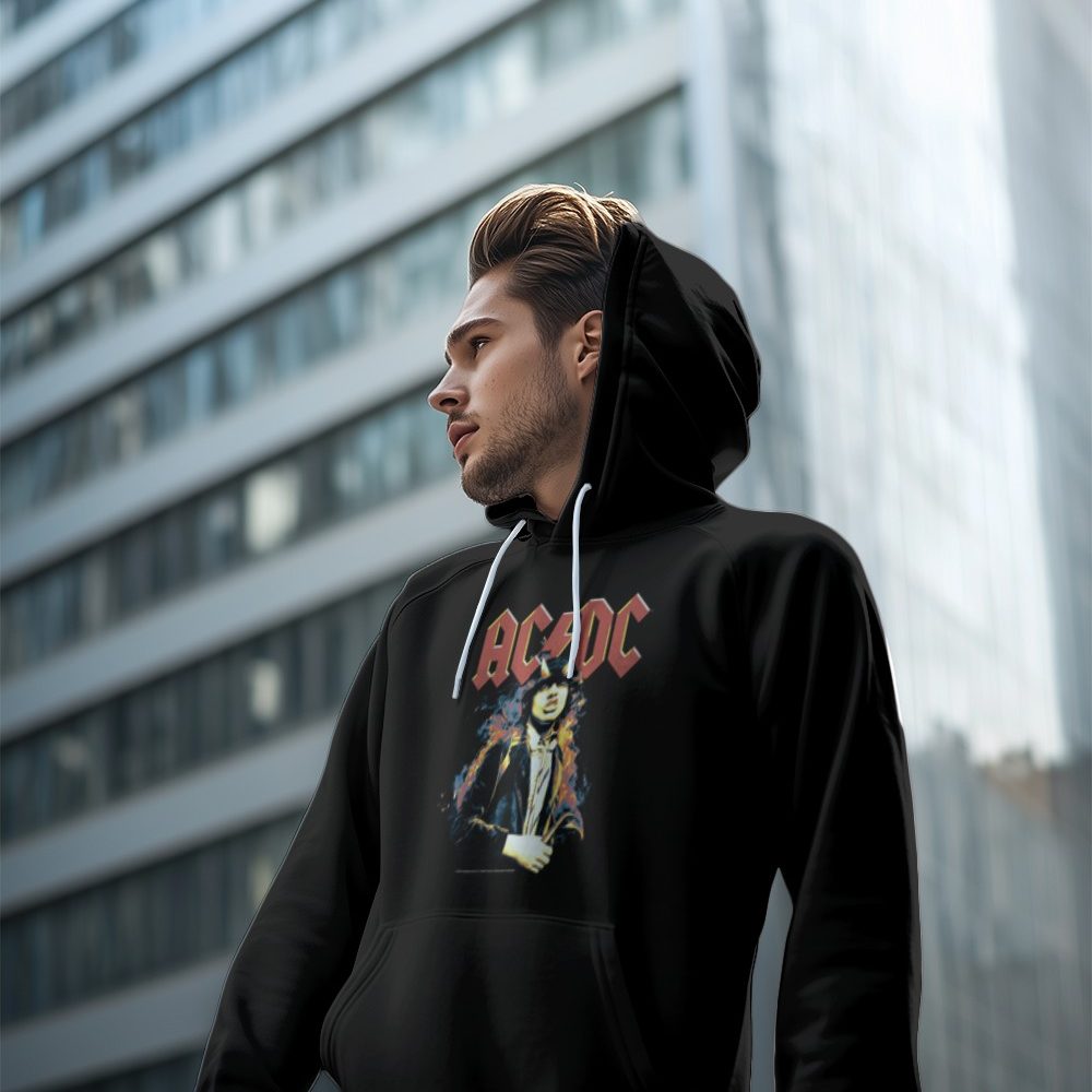 Sweat-shirt à capuche homme ACDC avec un design de ACDC Flamme clair