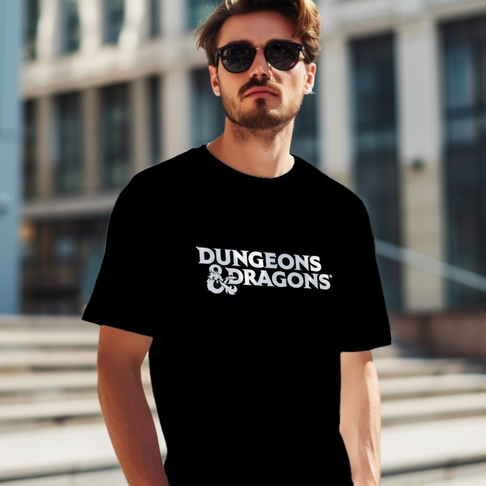 T-shirt Homme Dungeons & Dragons avec un design de D&D Logo blanc