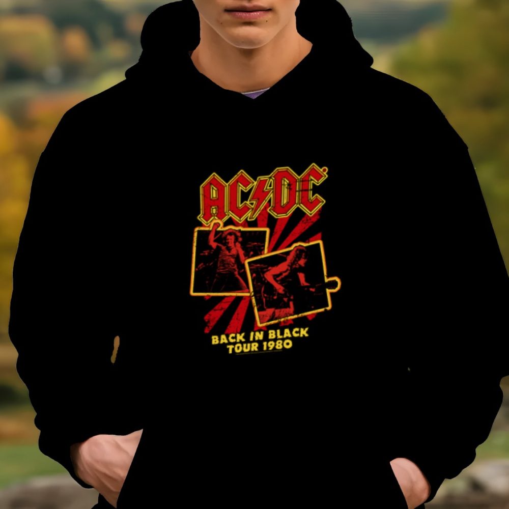 Sweat-shirt à capuche homme ACDC avec un design de ACDC Back in Black Tour 1980
