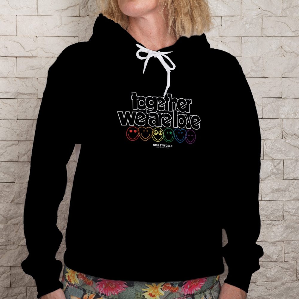 Sweat-shirt à capuche Femme Smiley World avec un design de Smiley World Together We Are Love blanc