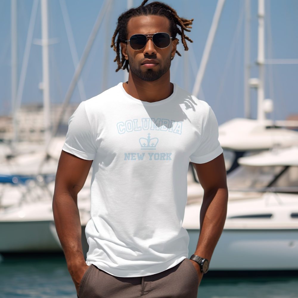T-shirt homme Columbia avec un design de Columbia New York bleu ciel