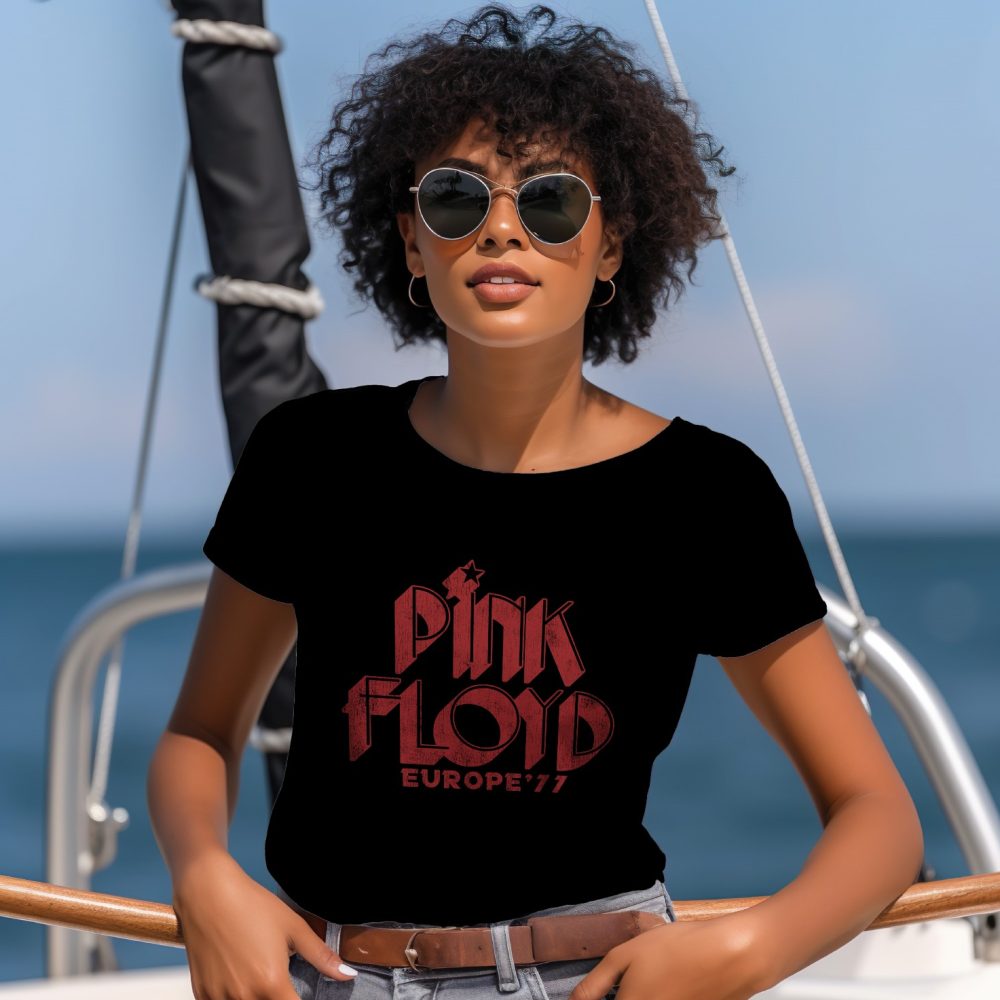 T-shirt Femme Pink Floyd avec un design de Pink Floyd Europe 77 rouge