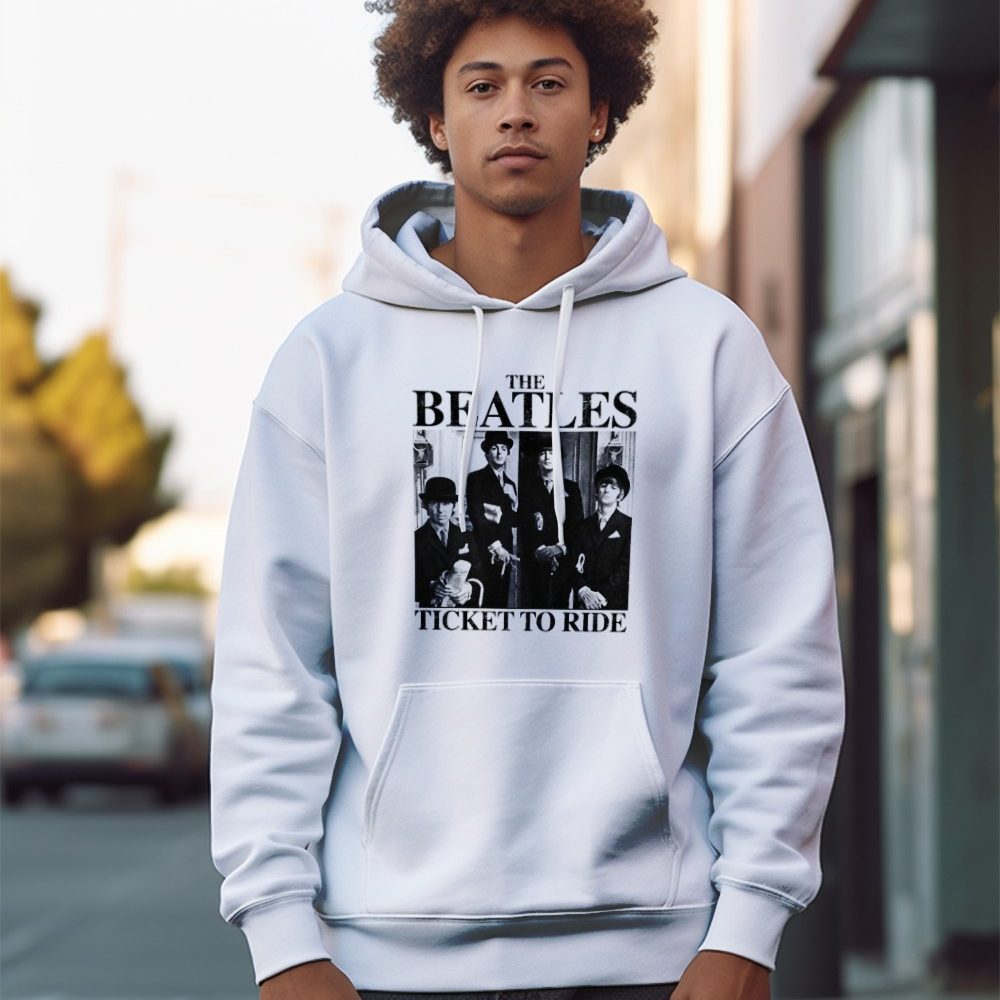 Sweat-shirt à capuche Homme The Beatles avec un design de The Beatles Ticket To Ride noir
