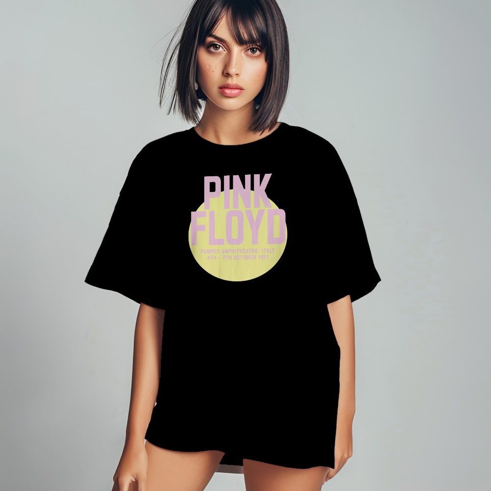 T-shirt oversize coton bio Femme Pink Floyd avec un design de Pink Floyd Italy 71 rose jaune