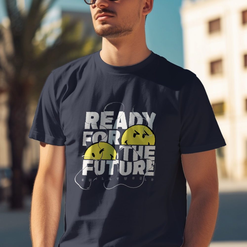 T-shirt homme Smiley World avec un design de Smiley World  Ready For The Future blanc