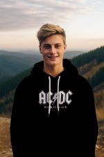 Sweat-shirt à capuche Homme ACDC avec un design de ACDC Back in Black blanc