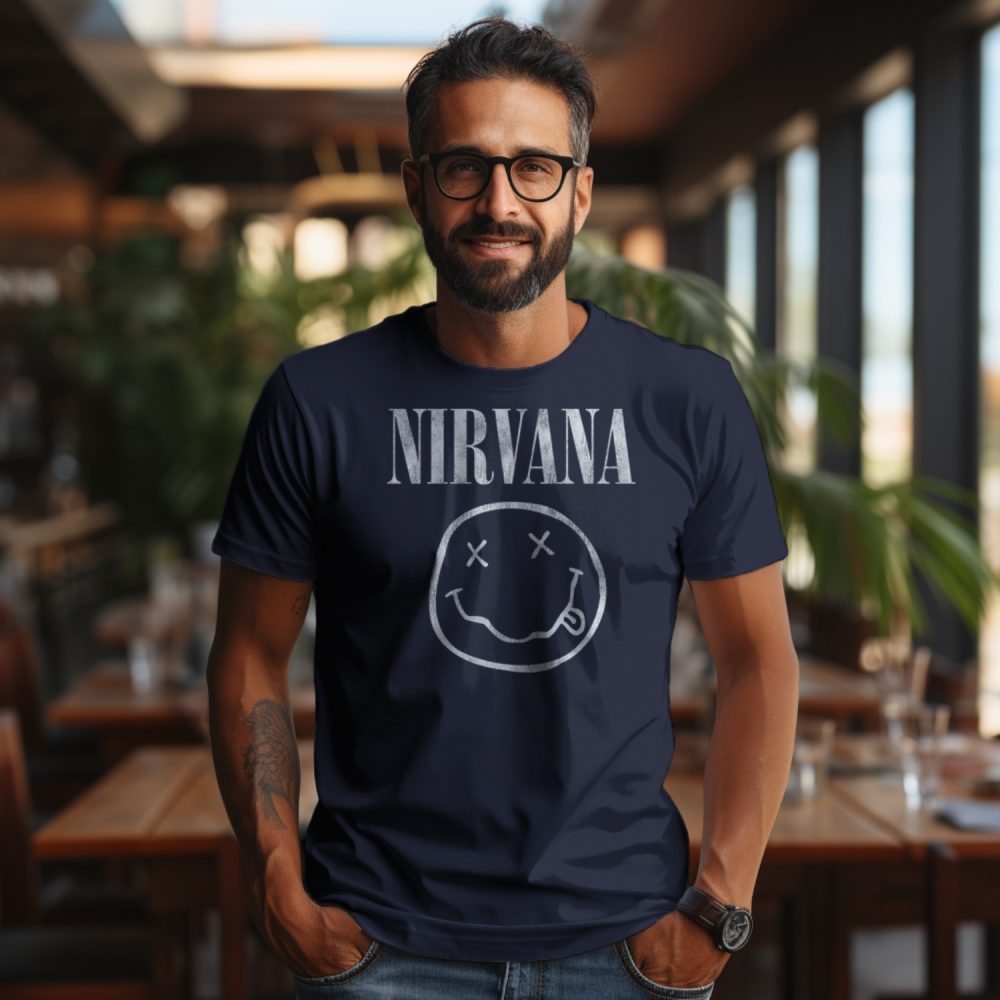 T-shirt homme Nirvana avec un design de Nirvana Smiley blanc