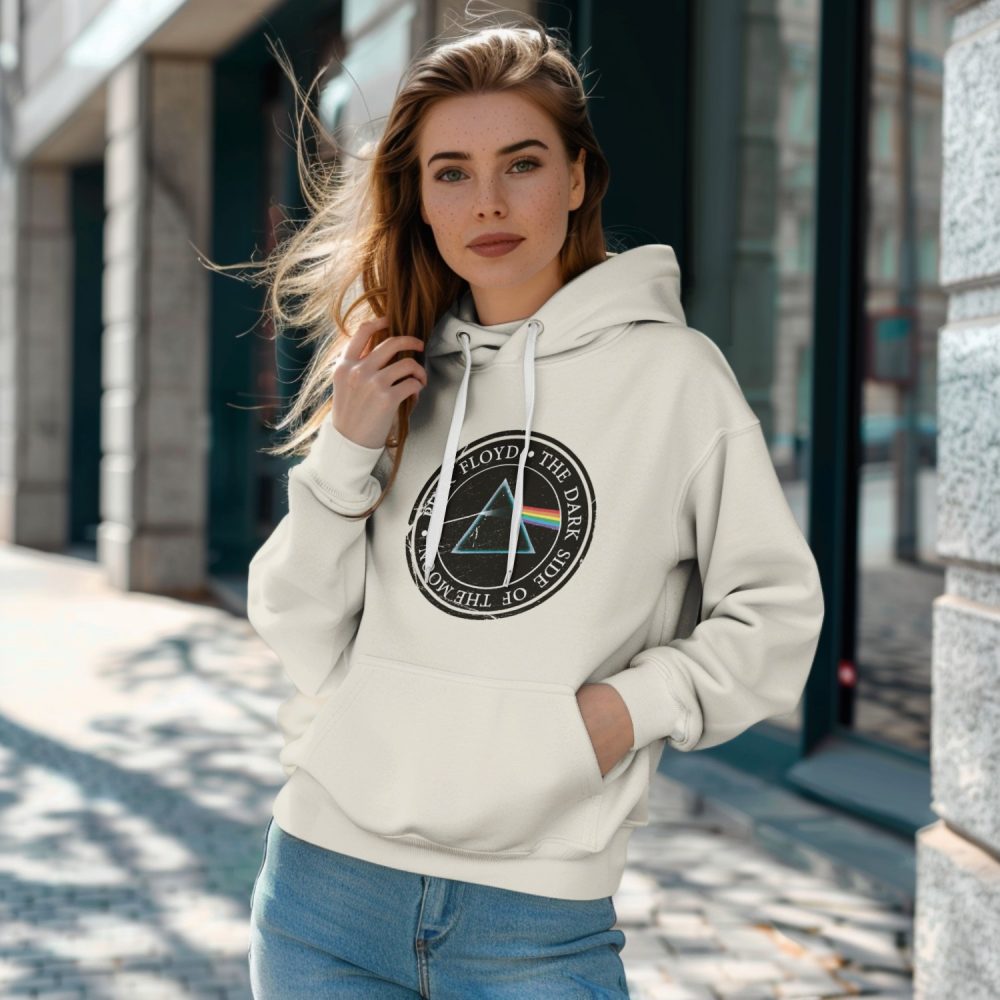 Sweat-shirt à capuche femme Pink Floyd avec un design de Pink Floyd Triangle couleurs
