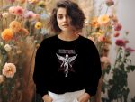 Sweat oversize coton bio Femme Nirvana avec un design de Nirvana In Utero blanc