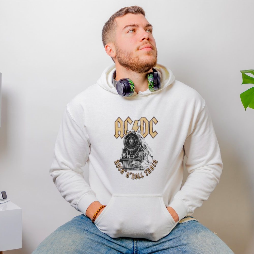 Sweat-shirt à capuche homme RHCP avec un design de ACDC Rock n' Roll Train noir
