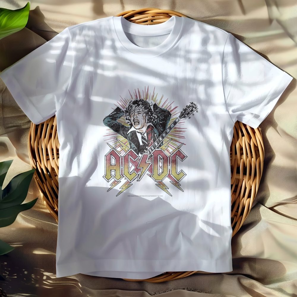 T-shirt femme ACDC avec un design de ACDC Guitare noir
