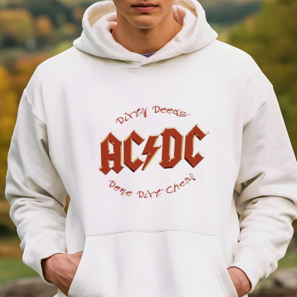 Sweat-shirt à capuche homme RHCP avec un design de ACDC Dirty Deeds Done Dirt Cheap
