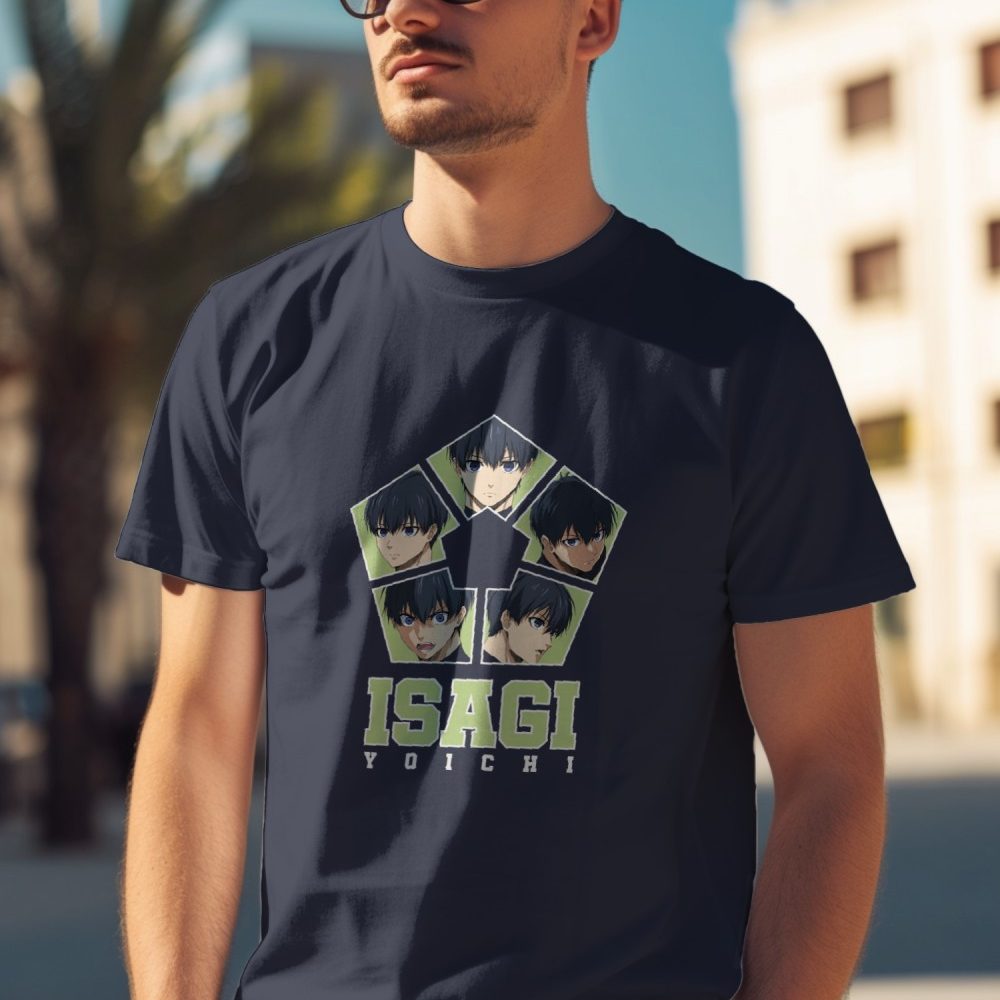 T-shirt Homme Bluelock avec un design de Bluelock Isagi Yoichi blanc