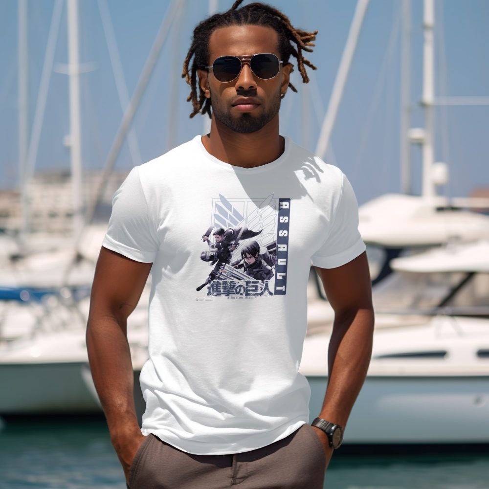 T-shirt Homme Attack On Titan avec un design de Attack On Titan Assault noir